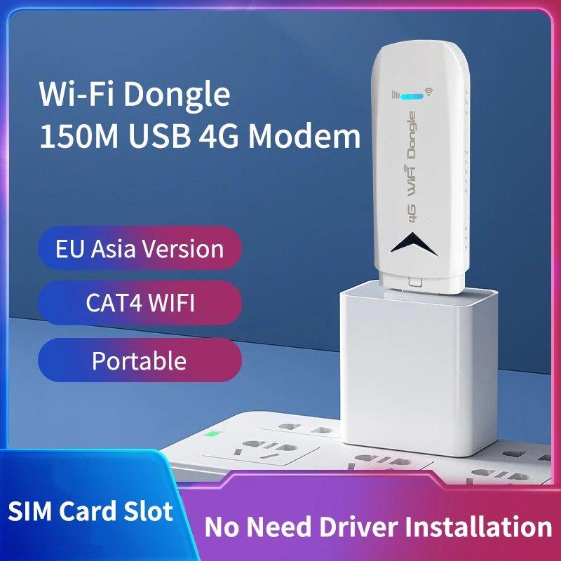 Wifi Dongle Usb 4g Modem Hotspot Cat4 150mbps Móvel sem Fio Desbloquear Roteador de Carro Gsm Umts Lte u Discos Sim Slot para Cartão - Imagem 2
