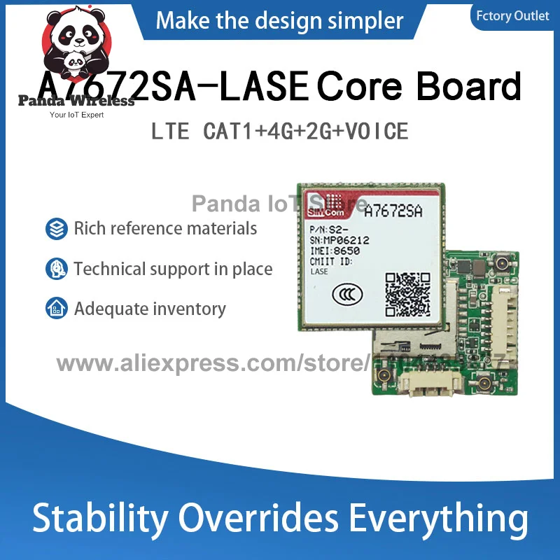 SIMcom A7672SA A7672SA-FASE A7672SA-LASE LTE CAT1 4G+2G 코어 보드 D24*24 퀄컴 칩 지원 데이터+GNSS(옵션) 음성