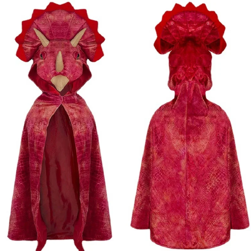 Kids Dinosaur Costume Hooded Cape Children's Animal Cloak Toddler Halloween Party Dress Up Outfit