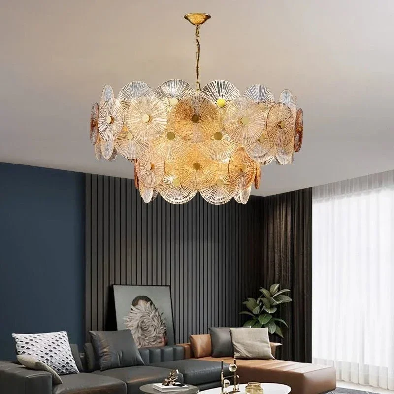 

Modern Stainless Steel Glass Chandelier Round G9 LED Pendant Lamp For Dining Bedroom Foyer Lustre Indoor Hanging Lights Fixtures