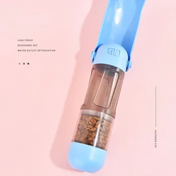 Foldable Dog Water Bottle Food Container with Garbage Bag Dispenser Portable for Puppy Cat Travel Hiking Outdoor Walking Feeding 5