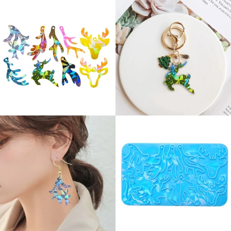 

Earring Mold Elk Deer Antler Epoxy Molds Christmas Keychain Pendant
