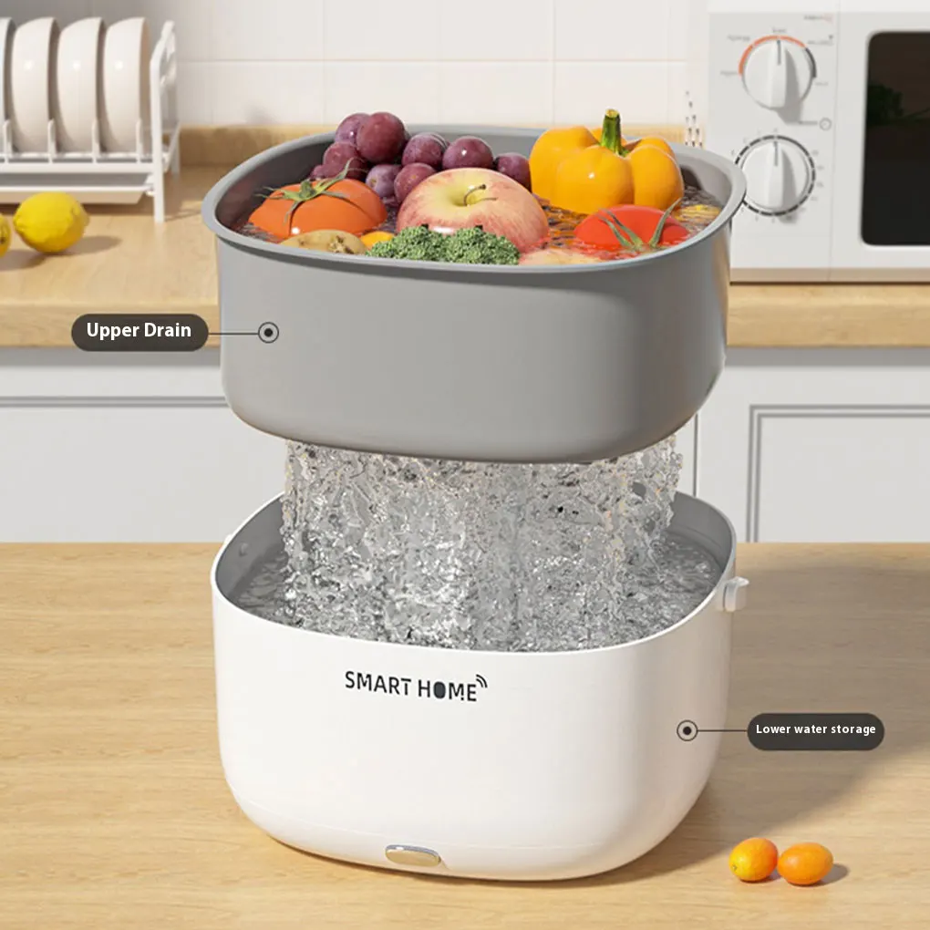 Ultrasonic Fruit Vegetable Washing Machine Household Wireless Vegetable Purifier Kitchen Fruit Dirt Cleaning Purifier Basket