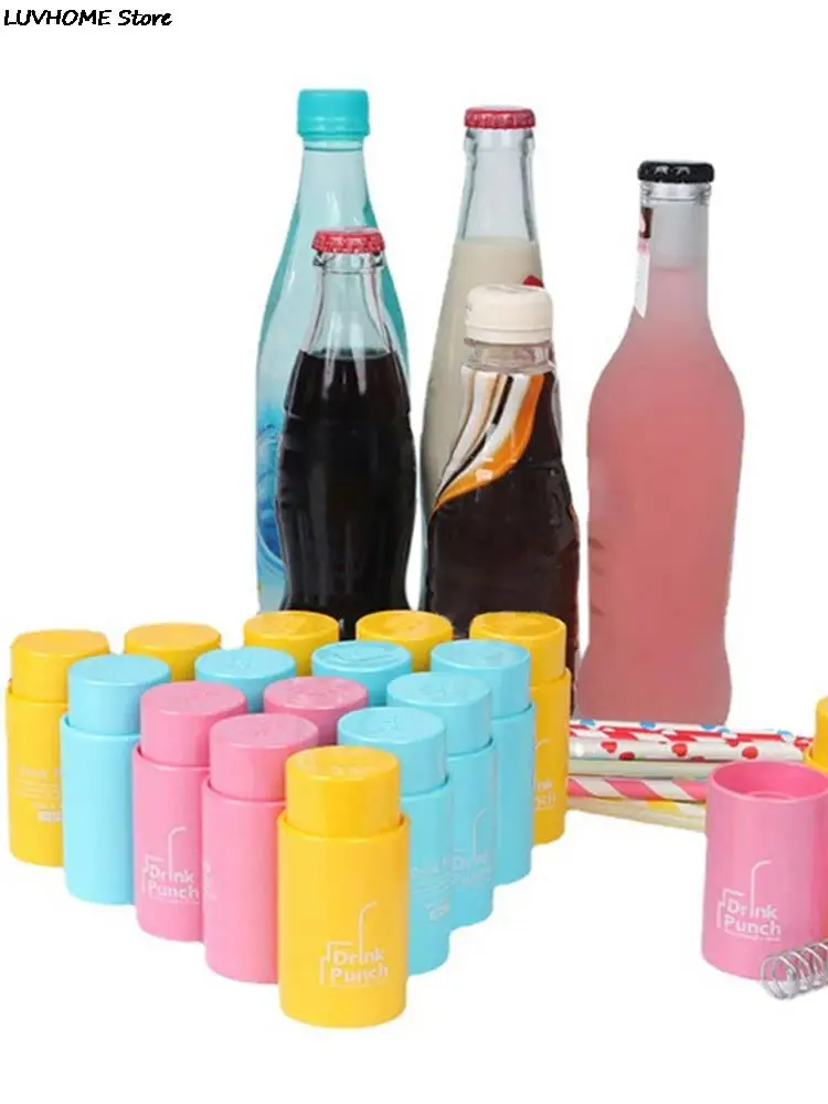 1pcs Mini Water Drill Bottle Opener Tools Drink Punch Bottle Cover Hole Punch Opener For Straw For Party Random Color