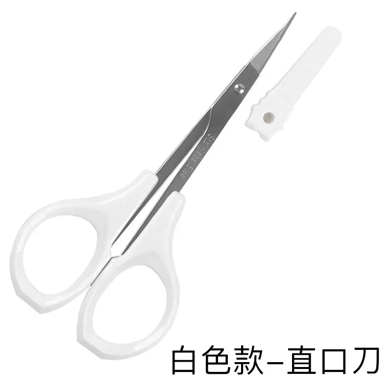 Stainless Steel Nose Hair Scissors Elbow Round Head Oblique Nose Hair Scissors Nose Hair Scissors with Protective Cover 6