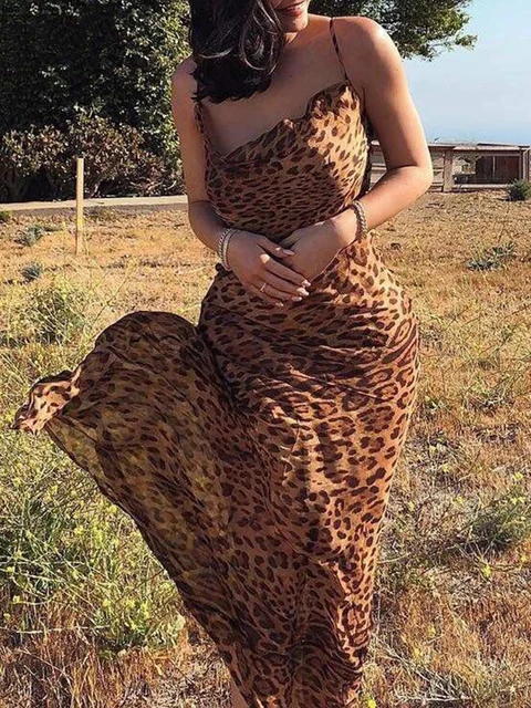 Julissa Mo Leopard Print V-Neck Sexy Bodycon Long Dress 3