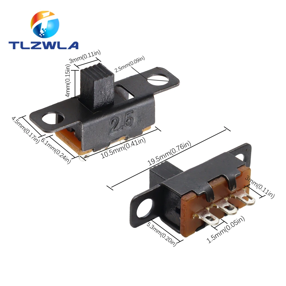 Toggle Switch 10PCS SS12F15 SS12F15VG4 3Pin 1P2T Slide Handle 4MM