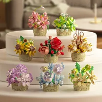 Flower Bouquet Building Blocks Succulents Artificial Basket Kit Bonsai Garden Micro Bricks DIY Potted Plants Model Toys For Kids 1