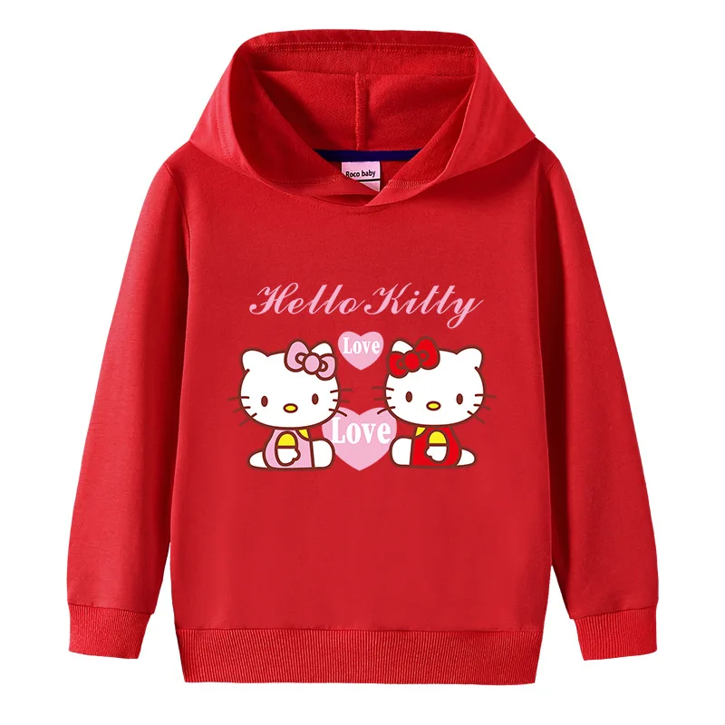 thumbnail image 1 of Hello Kitty nueva primavera otoño suéter con capucha de algodón para niños niñas moda pulóver Tops niños bebé Casual sudaderas deportivas, 1 of 5