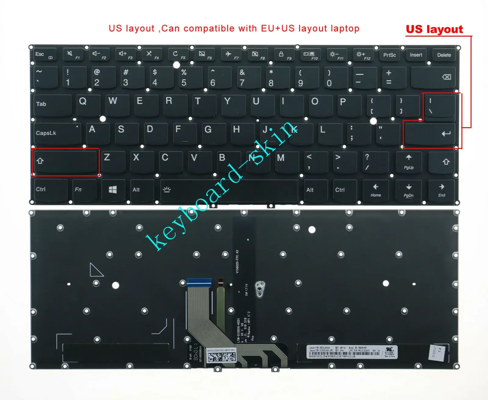 

New US Backlit Keyboard without-Frame for Lenovo Yoga 910-13IKB Yoga 5 Pro series laptop