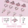 15PCS Nail Art Charms Crystal Heart Nail Charms Pink Shiny Planet Charms 3D Alloy Star Nail Charm Shiny Flatback Diamond Nail 2