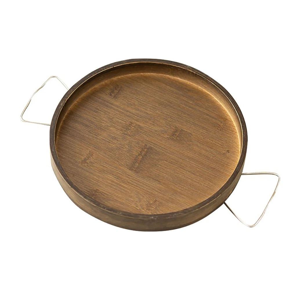Sofa Side Table Home Creative Bamboo Sofa Handrail Tray Round Tea Tray Hotel Desserts Fruit Bamboo Wooden Small Storage