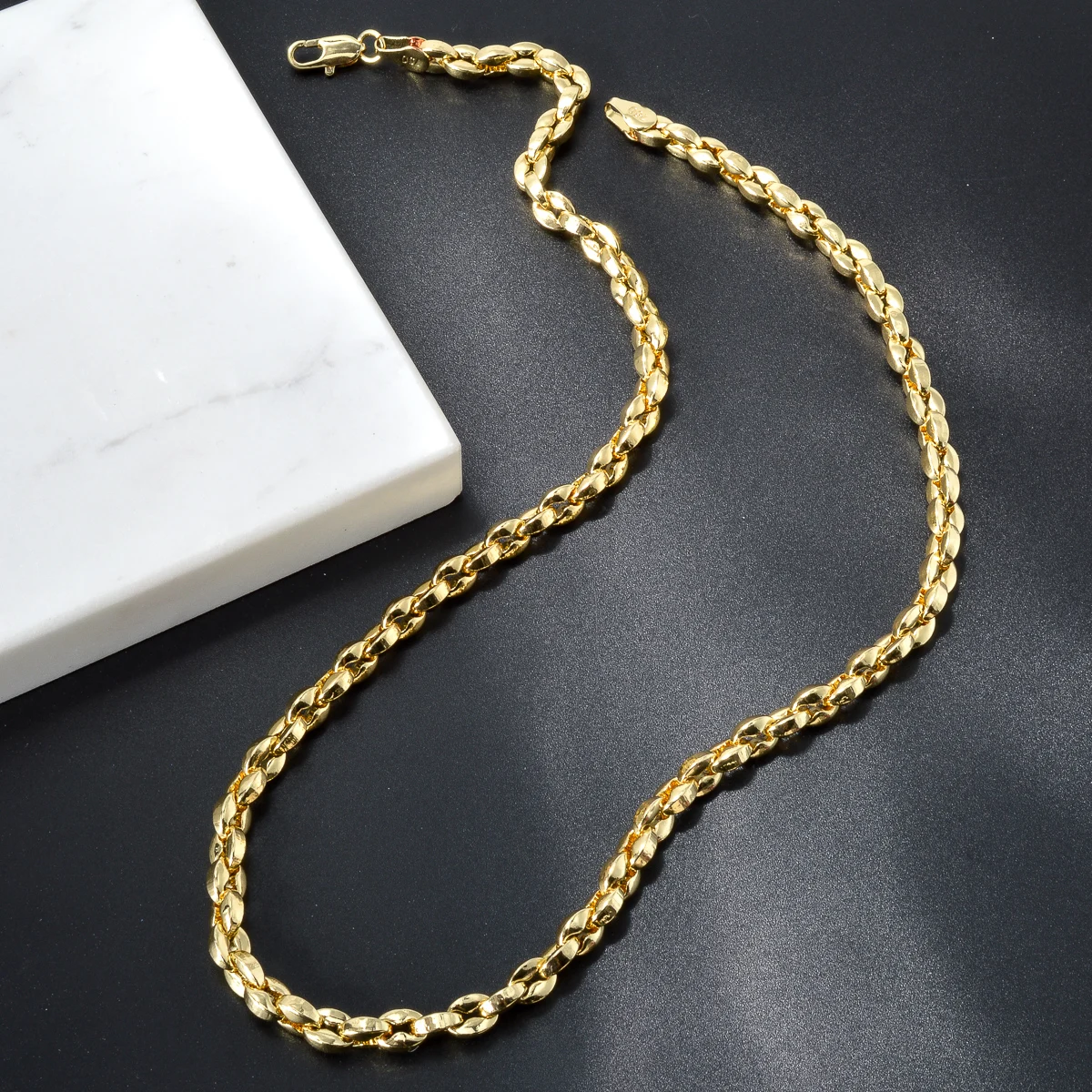 Hiphop Punk Curb Kubanische Halskette für Frauen 18K Gold Farbe Italienische Kupfer Halskette Mode Hochzeit Verlobung Schmuck Zubehör – Detail 9