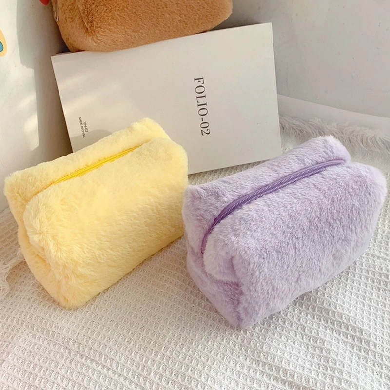 

Warm Winter Solid Color Makeup Bag for Women Soft Travel Cosmetic Bags