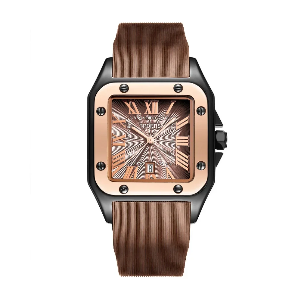 

Waterproof retro silicone tape tide watch square Roman scale calendar quartz watch