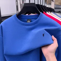 Sweat-shirt à col rond classique décontracté pour homme - Couleur unie, polyvalent, doublé en polaire, coupe ample 6