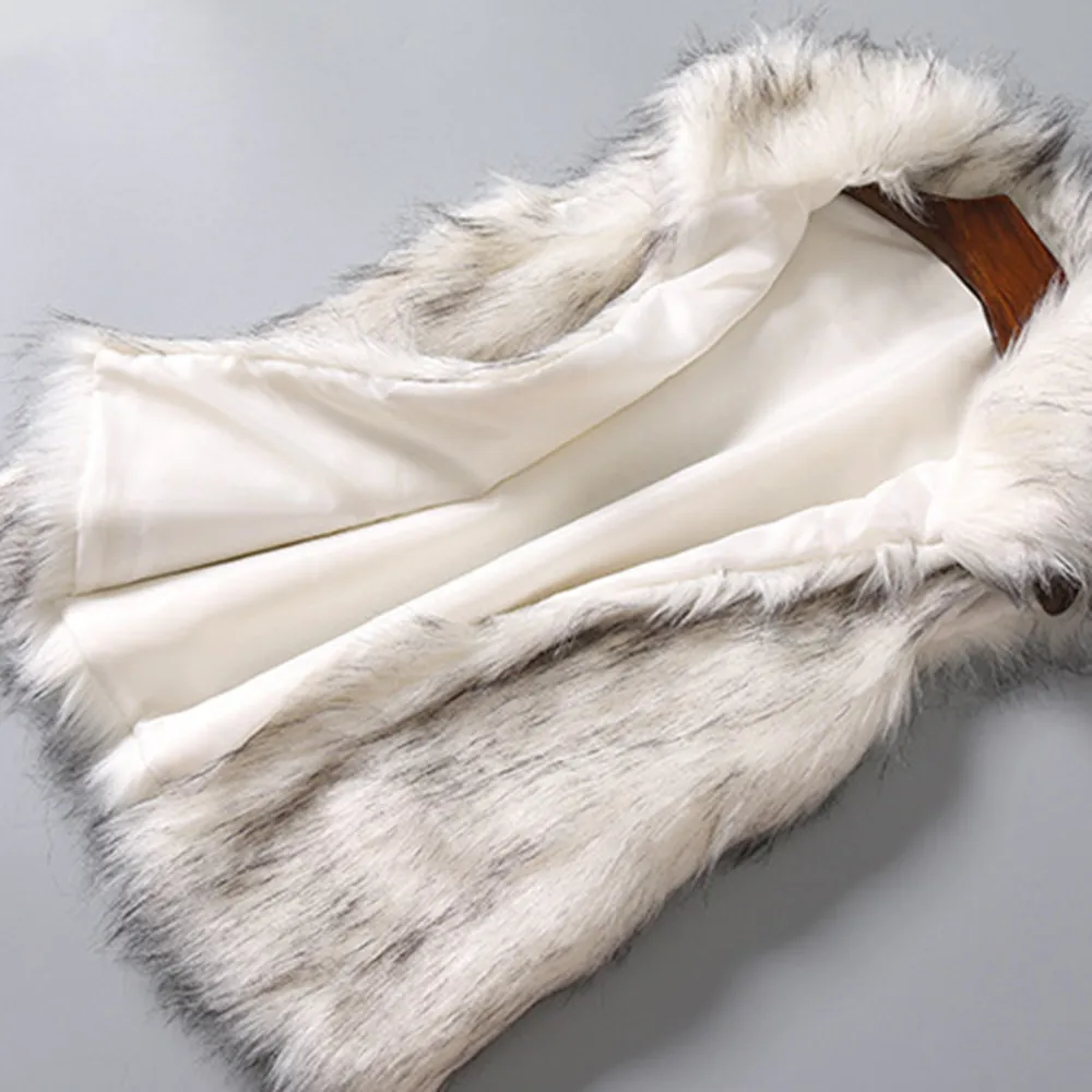 Winter Women's Vest Coat Wool Vest Faux Fur Vest Stand Collar Faux Fur Coat Vest Jacket Outdoor Windproof Coat 5