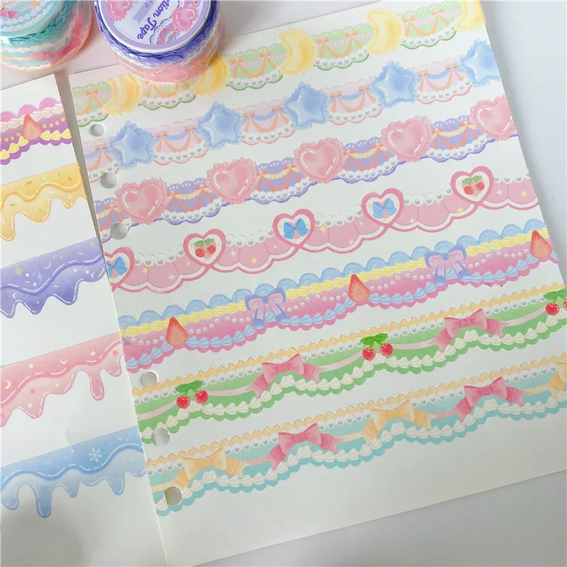 

5M Korean Cute Lace Bowknot Cream Adhesive Tape Kawaii Masking Washi Tape Planner Hand Account DIY Decorative Sticker Stationery