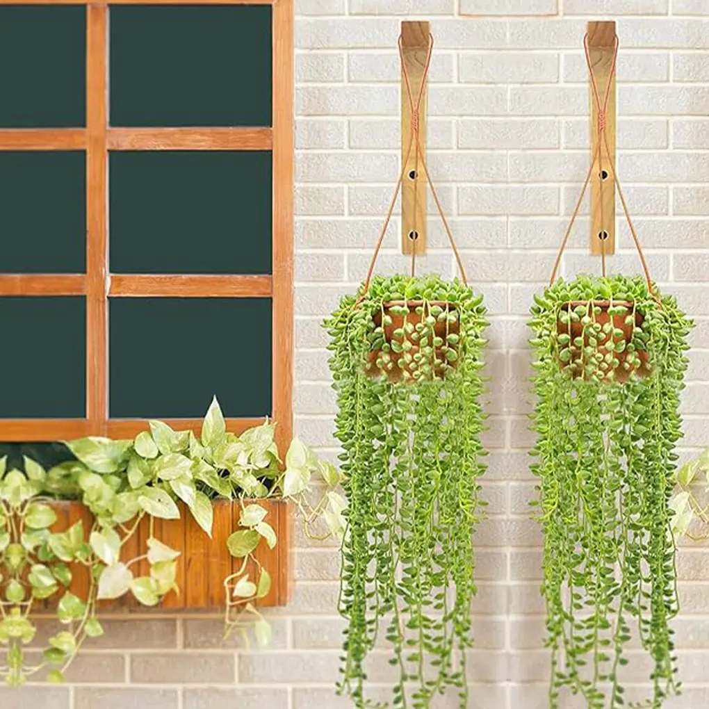 Funcional e decorativo madeira ganchos de parede, suporte planta, ampla aplicação, lanterna parede montagem, 2 pcs