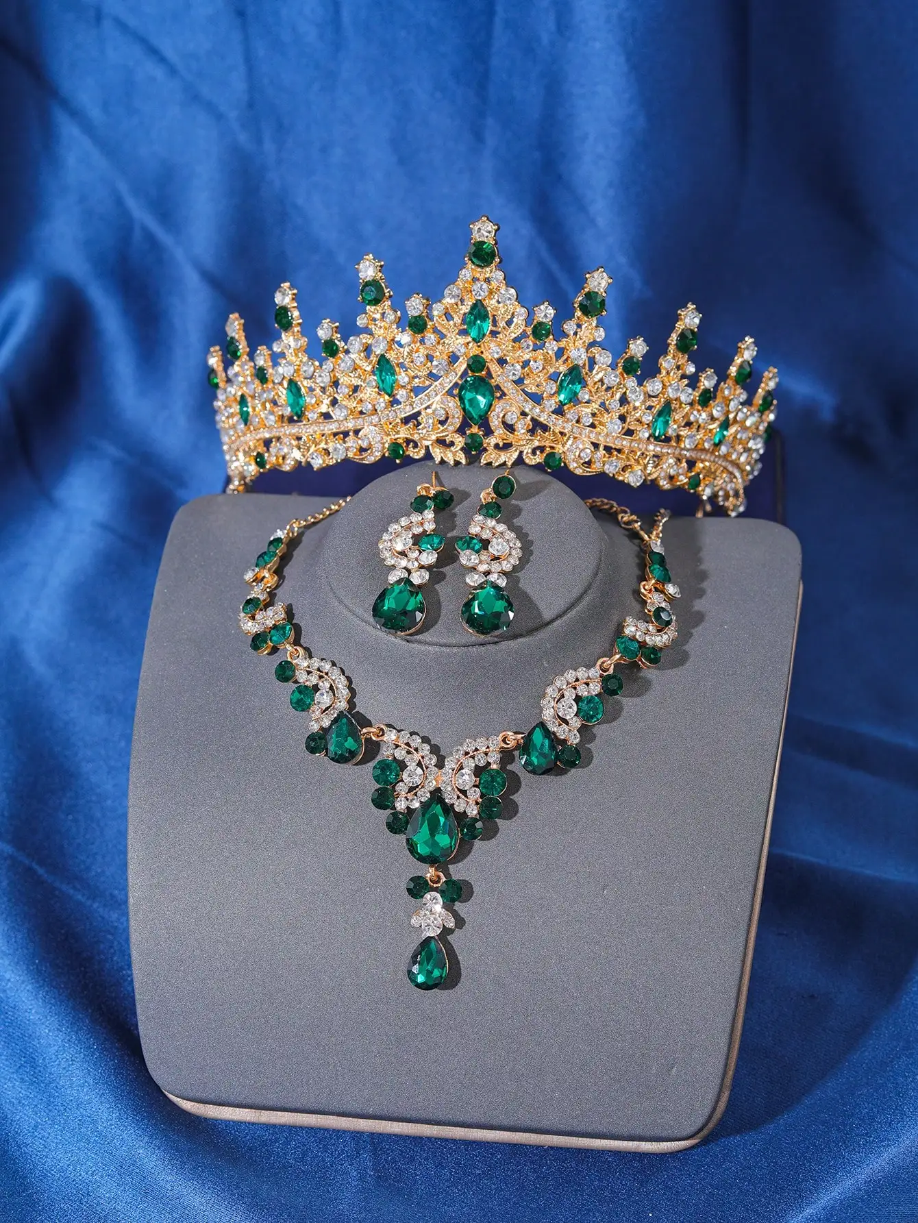 Jewelry Set Bridal Headwear Black Crystal Bridal Jewelry Set for Women Tiaras Earrings Choker Necklace Bride Crown Wedding Dress Costume Accessory jewelry set bridal headwear