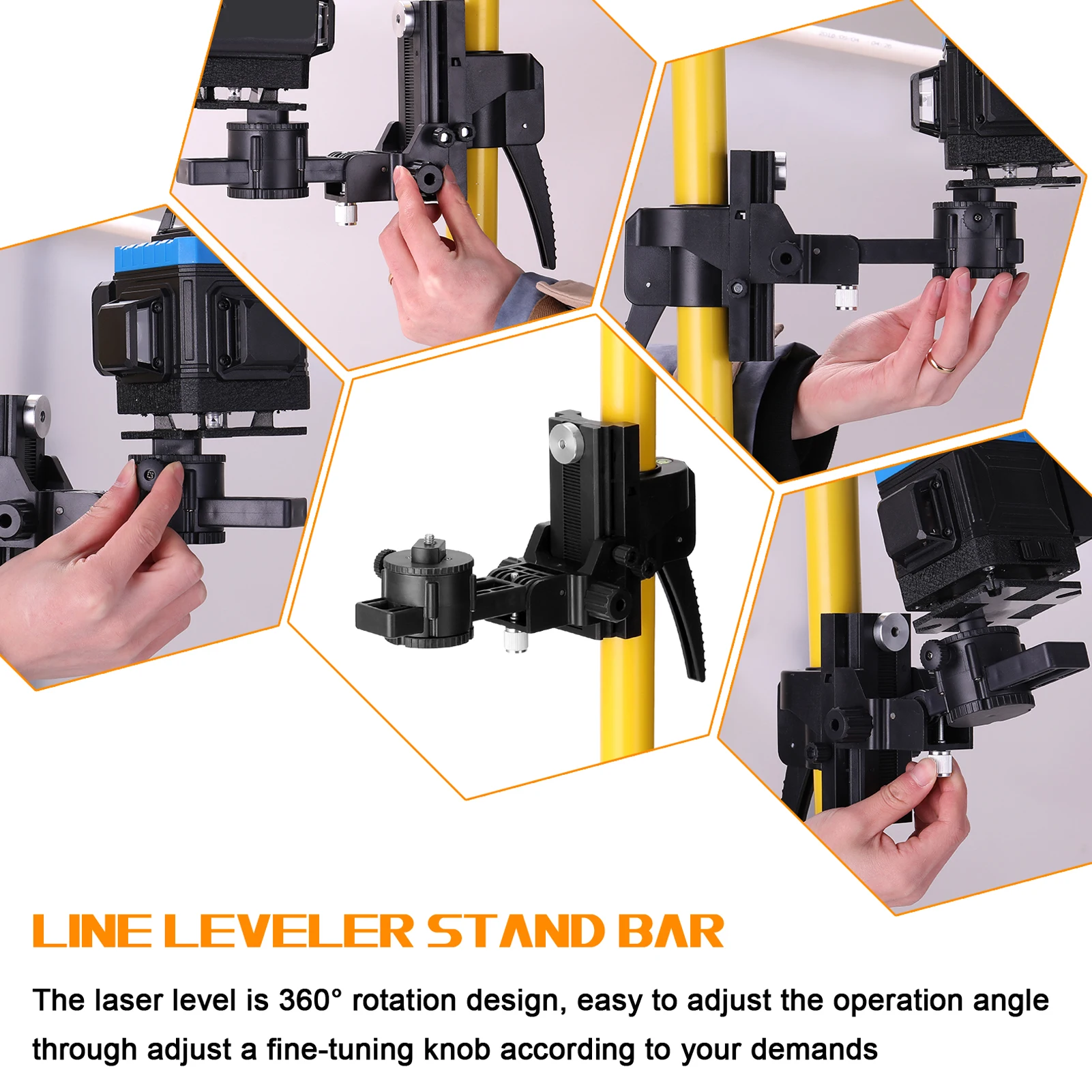 4.2m Height Adjustable Line Leveler Stand Bar Telescopic Bracket 1/4'' Thread Li