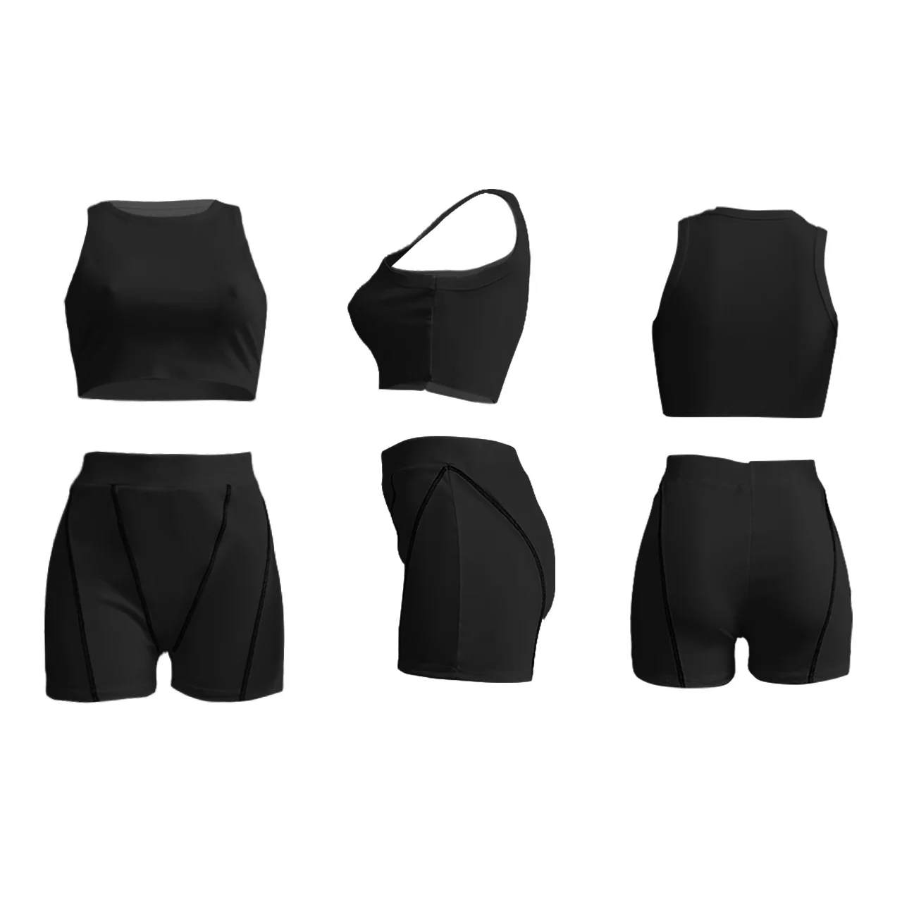 women's sets Ronikasha Workout Sets for Women 2 Piece Ribbed Crop Tank Top High Waist Biker Shorts Yoga Outfits Matching Sporty Tracksuit coord sets women