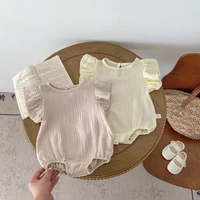 Summer Newborn Girl Romper Baby Girl Sleeveless Solid Color Jumpsuit Infant Girl Bodysuit Baby Clothes 0-2 Years Old 3