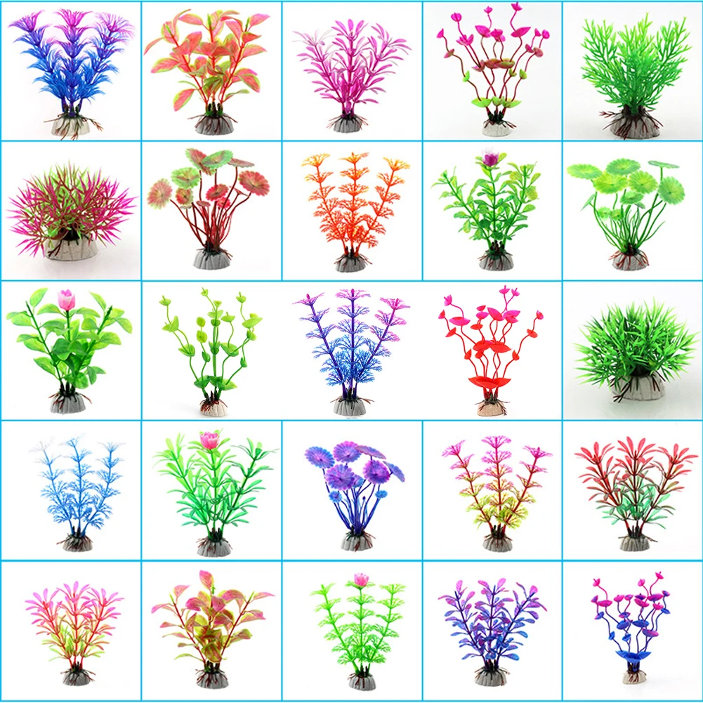 Plastic Artificial Underwater Plants Aquarium Fish Tank Seaweed Decoration Green Purple Water Grass Viewing Decorations for Home Artificial Plants Fish Tank Decorations Aquarium Ornaments Artificial Aquarium Plants