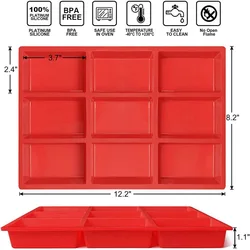 Silicone 9 - Cavity Mini Loaf and Cake Baking Mold (Red)