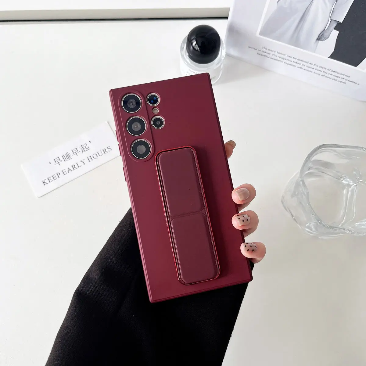 Magnetic Stand Phone Case with Wrist Strap Holder and Protector