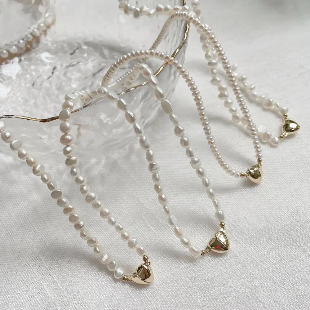 Real Natural White Freshwater Pearl Necklace – 7-8mm Baroque Pearl Pendant, Silver Plated, Handmade