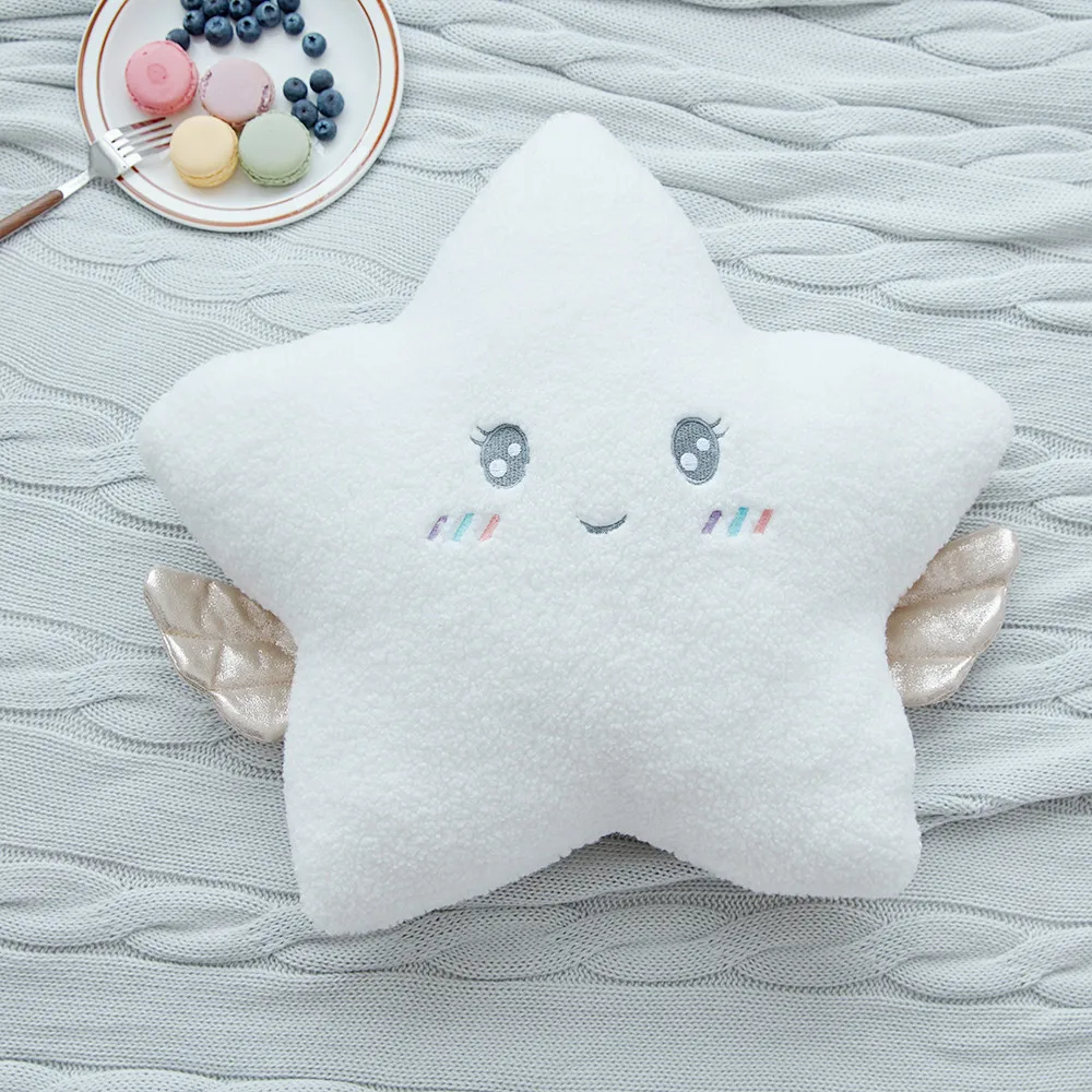 Skin-friendly White Cloud Star Moon Angel Wings Soft Stuffed Decor Pillows Cute Sky Pillow 1PC 3