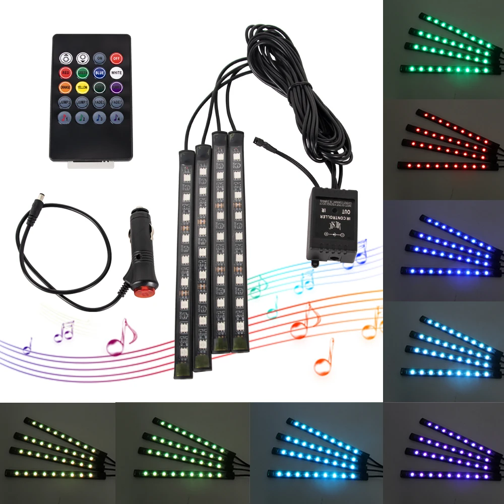 

RGB-подсветка для салона автомобиля, 4 в 1