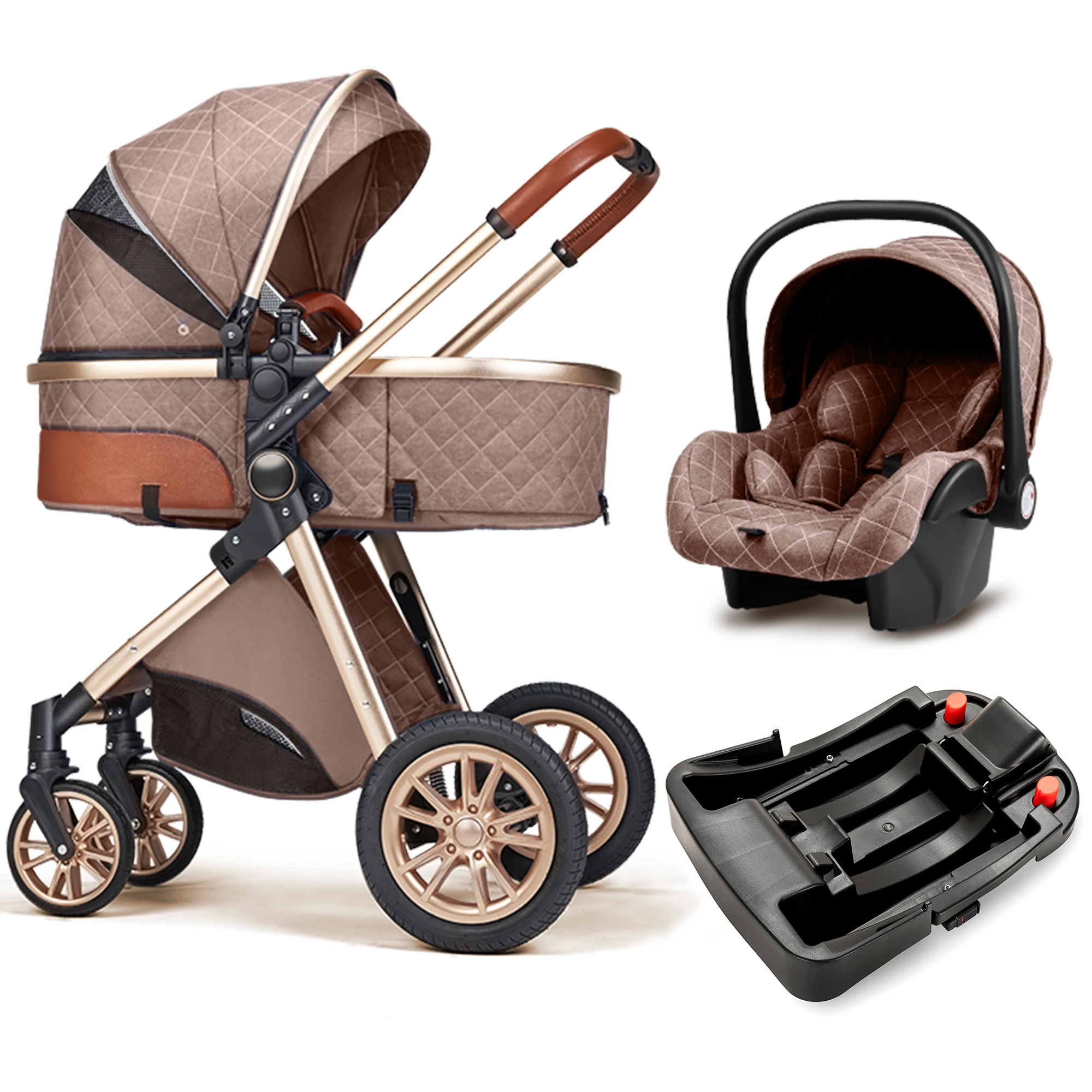 Fashion Baby Stroller 3 in 1 Baby Travel System Newborn Cart Portable Pushchair Cradel Infant Carrier
