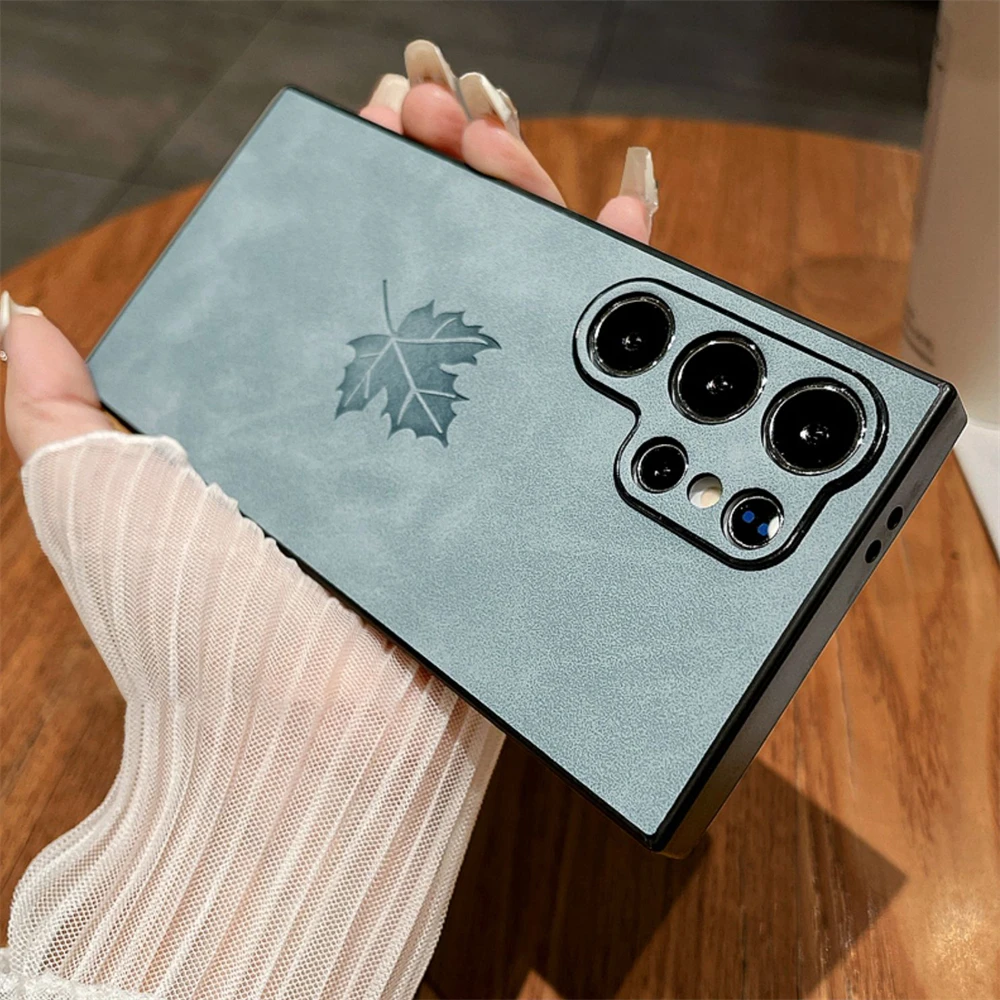Luxury Maple Leaf Sheepskin Phone Case