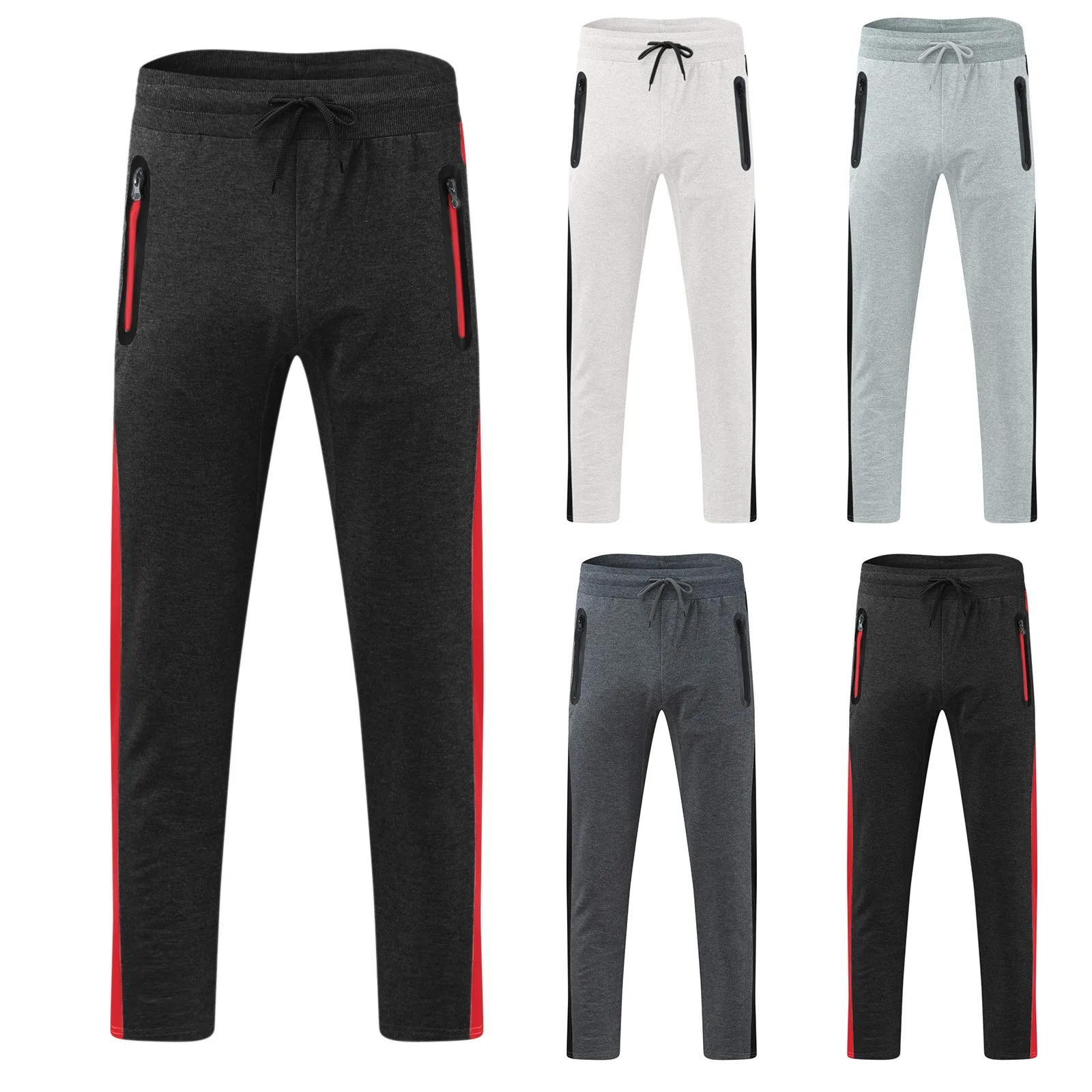 Men's Jogging Pants Sports Sweatpants Fitness Slim Trousers Casual Jogging Street Pants With Zipper Pockets Men's clothing fruit of the loom sweatpants