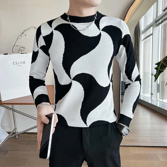 Jersey de punto de alta gama para hombre, jersey de lana de marca a la  moda, de diseño, color negro, informal, ropa de otoño, novedad de 2023 -  AliExpress