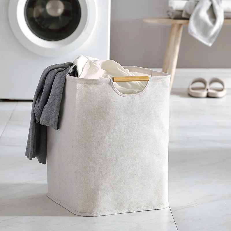 Foldable Laundry Hamper Basket Handbags Shopping Utility Tote Bag for storage or travel Off White