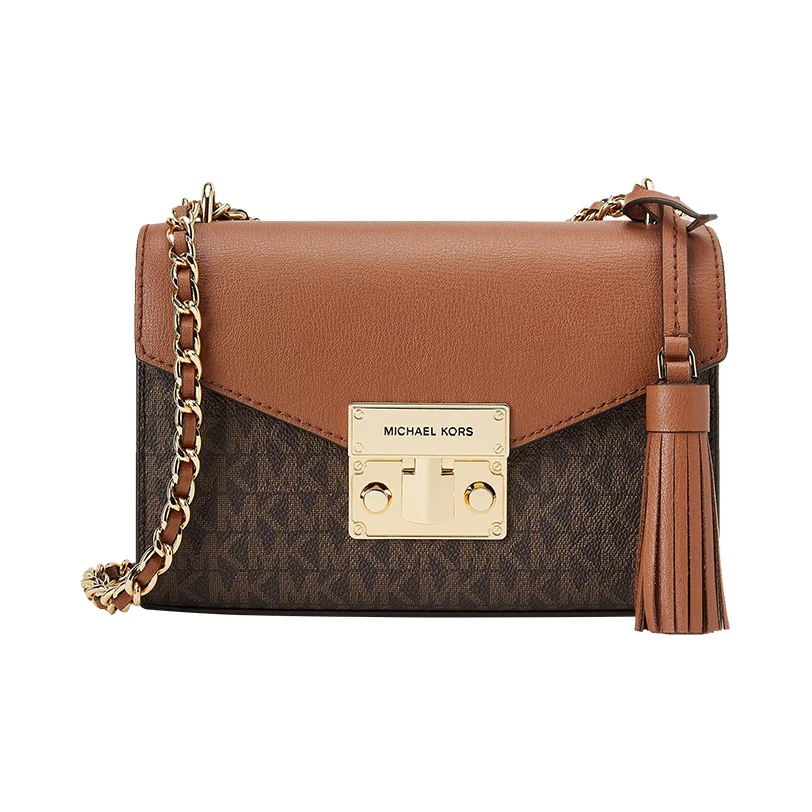 MICHAEL KORS Borsa a tracolla in pelle rosa, borsa a tracolla piccola da donna marrone scuro e marrone ghianda 35T0GXOC1B-200