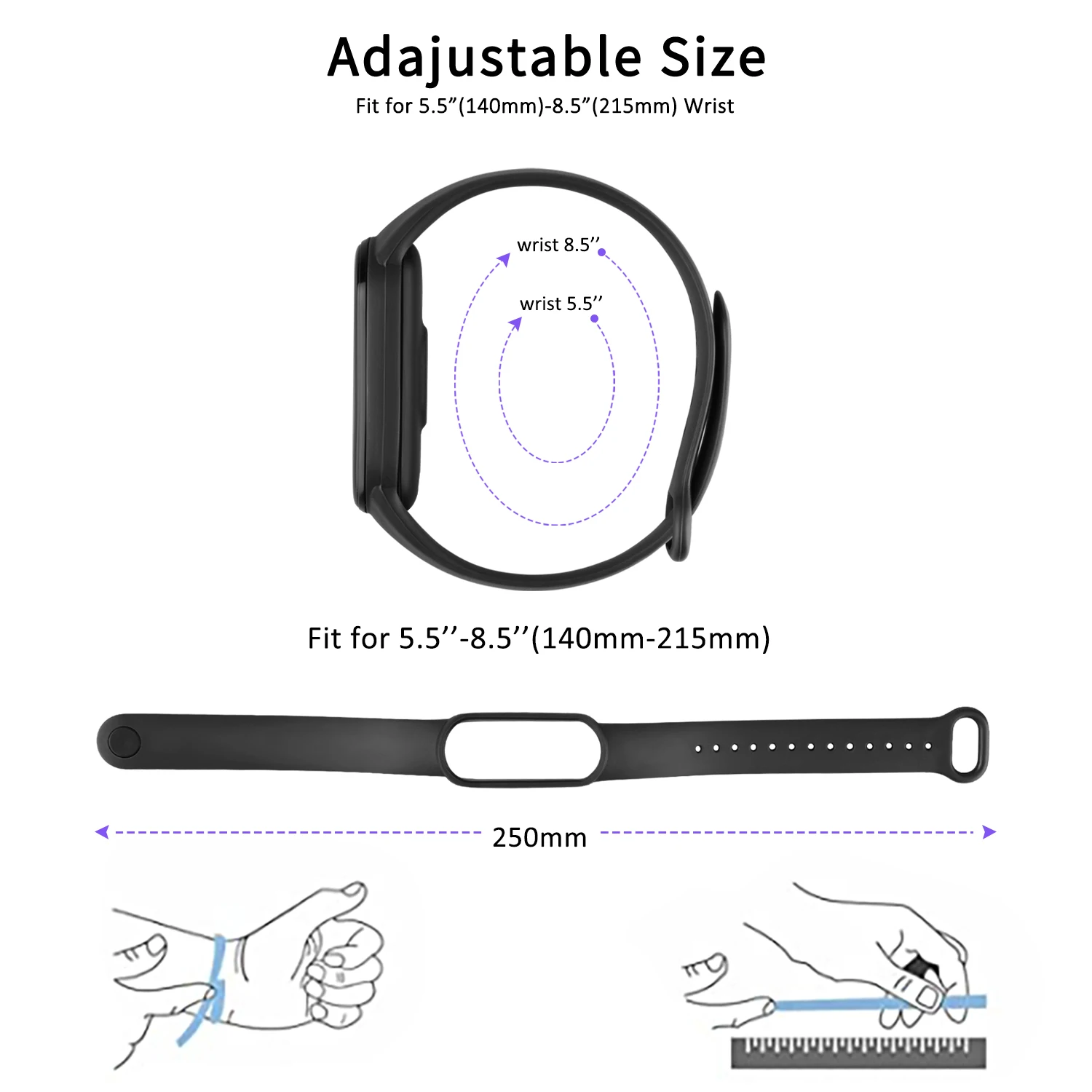 10 pz/pacco cinturino per Xiaomi Mi Band 6 5 cinturino da polso in Silicone cinturino per Xiaomi Mi Band 6 5 4 3 accessori per bracciali