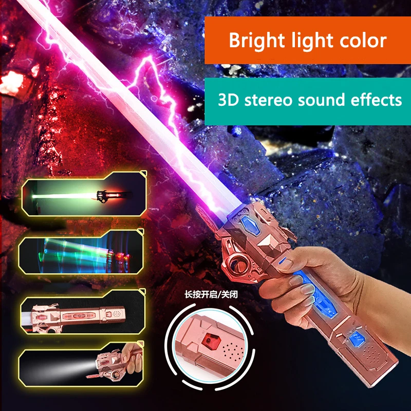 Retractable Lightsaber Laser Sword Rave Flashing Cosplay Weapon Light Stick FX FOC Blaster Battle Toy for Children 3