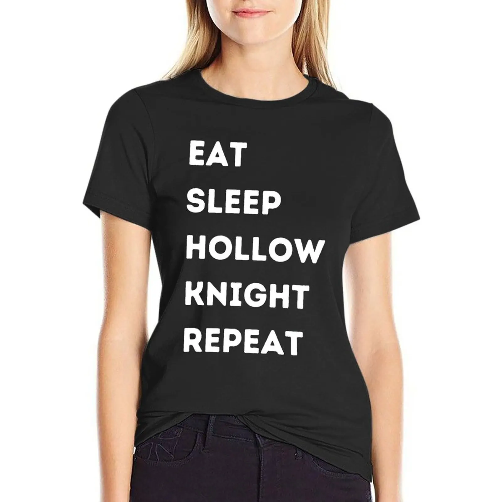 

Hollow Knight Eat Sleep Hollow Knight Repeat T-shirt tops vintage clothes graphics t-shirt dress for Women graphic