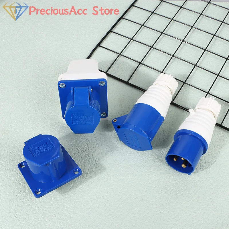 Industrial Waterproof Connector 220V 16A 3 Pin Male/Female Plugs/Socket IP44 2P For Caravan Motorhome Trailer Truck Yacht