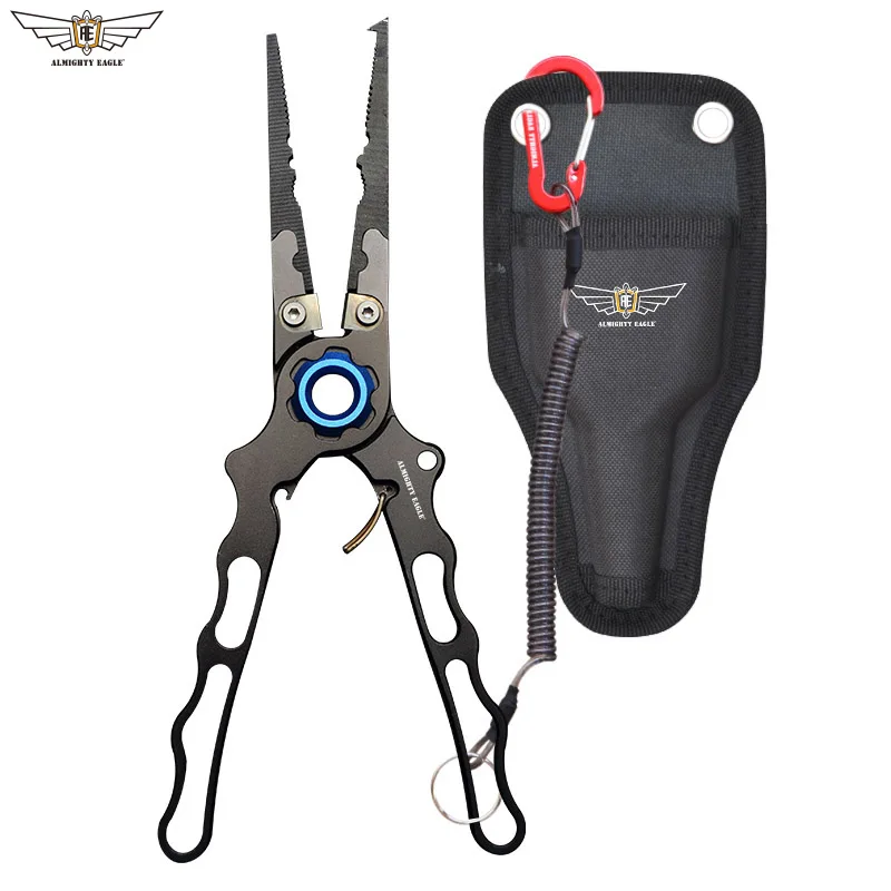 

Fishing Tackle Tungsten Steel Fishing Pliers Hook Remover for Saltwater Fishing Tool Set with Braid Cutters Sheath and Lanyard