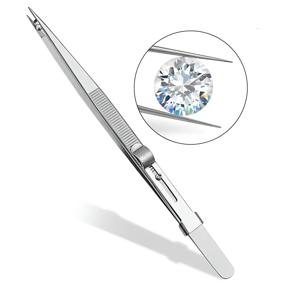 Stainless Steel Tweezers Adjustable Slide Lock Antistatic Tweezers Jewelry Making Tool for Electronic Component Repair Tools tweezer tool precision tweezers esd anti static tweezers phone repair tweezers