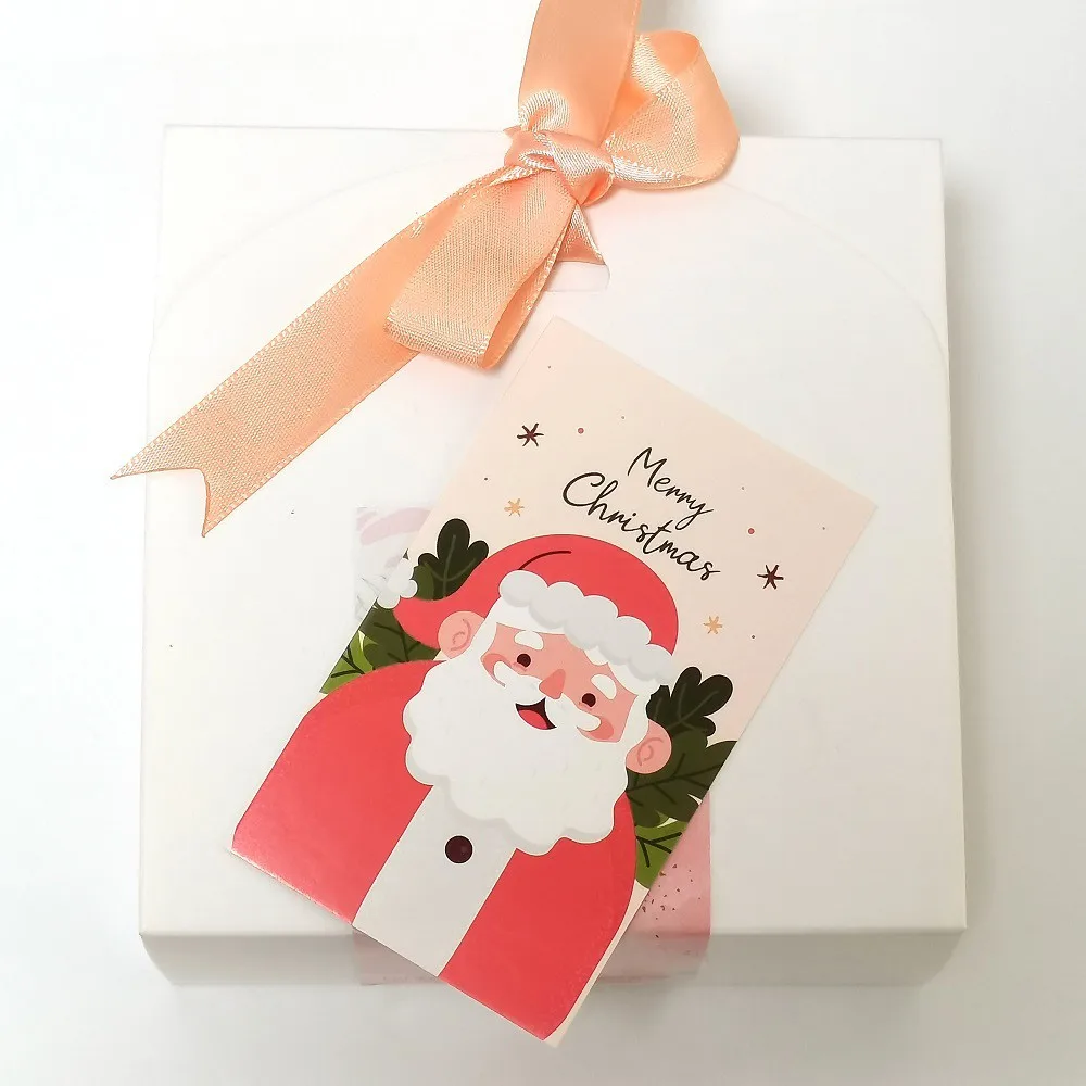 Merry Christmas Gift Cards 10-50Pcs Greeting Card Christmas Tree Stickers Cute Design for New Year