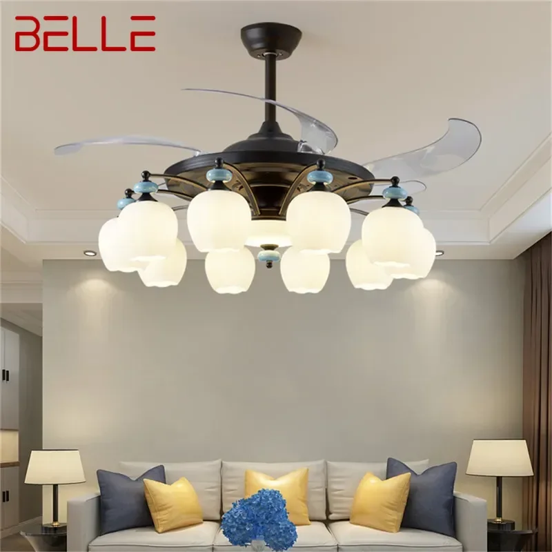 BELLE Modern Stealth Fan Light Luxury Living Room Restaurant Bedroom Ceiling Fan Light Remote LED Electric