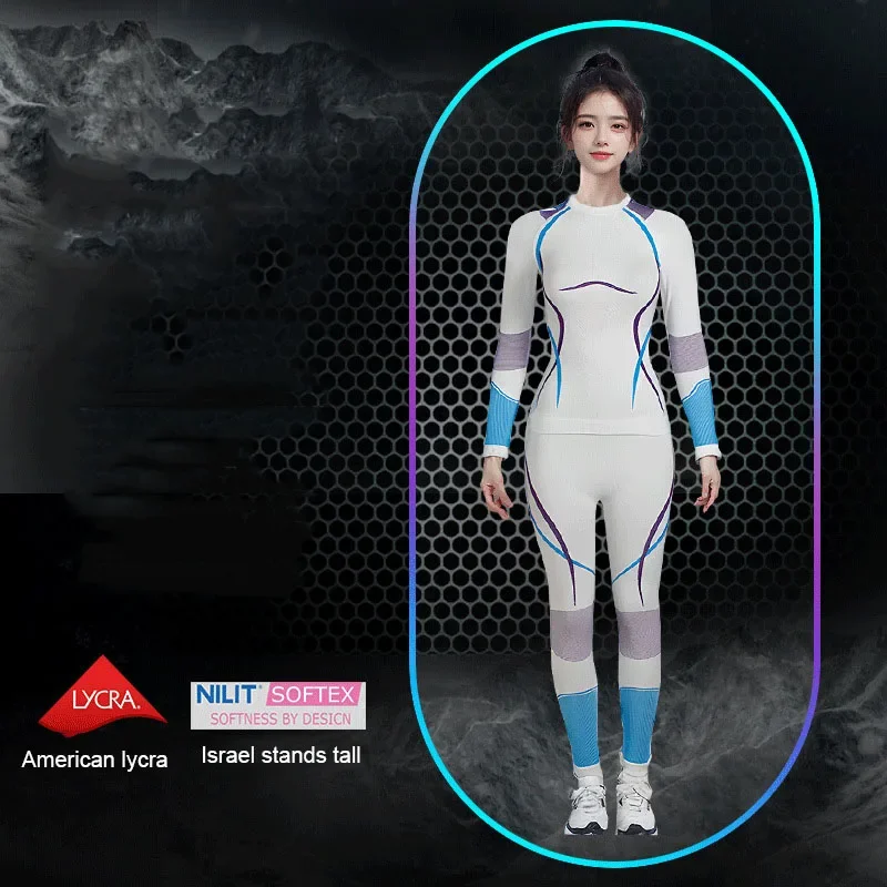 Men's Women's Ice Skiing Compression Clothes Autumn Winter Sports Cycling Tight Fitting Sweat Wicking Warm Underwear
