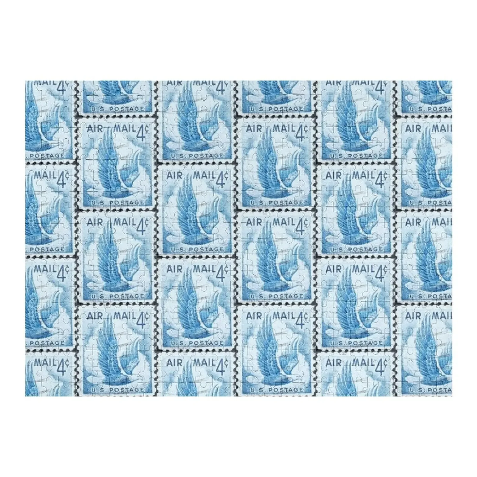 

Air Mail Eagle Blue Vintage Postage Stamp Jigsaw Puzzle Wood Animals Personalised Christmas Toys Puzzle
