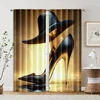2pcs, Curtains 2D print Modern high heels Machine Washable (without rod) Thermal Insulation, and Room Darkening Functions Ldeal 2